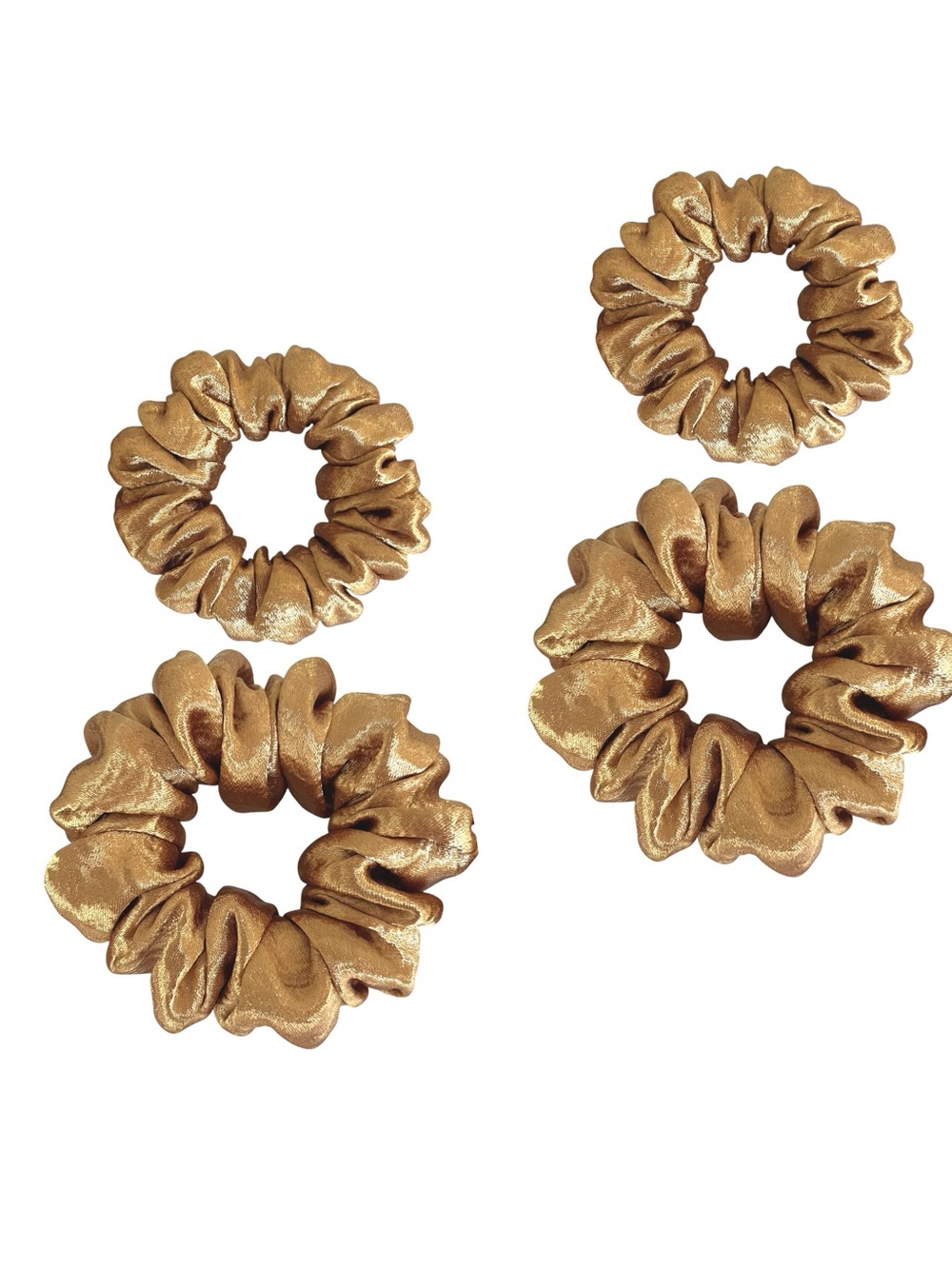 Gold Satin Hair Scrunchie Set - Available Set Options